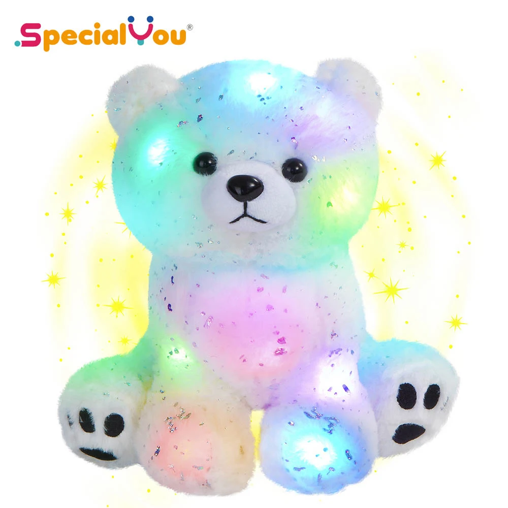 

SpecialYou 10in Light up Stuffed Bear Soft Plush Toy LED Stuffed Animals Glowing Gift for Kids Boy Girl on Birthday Holiday