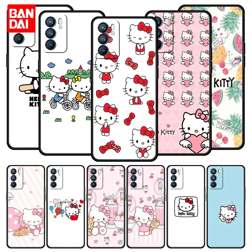 

Hello Kitty Cartoon Case for Oppo A3s A5s A9 A15 A31 A52 A53 A54 A74 A93 A94 F19 Pro 4G Funda Silicone Capa Cover Luxury Capinha