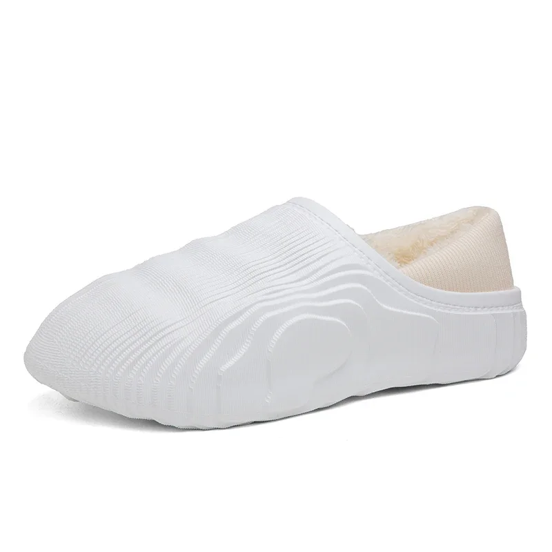 Зимние тапочки унисекс с волнистым мехом без застежки сохраняющие тепло