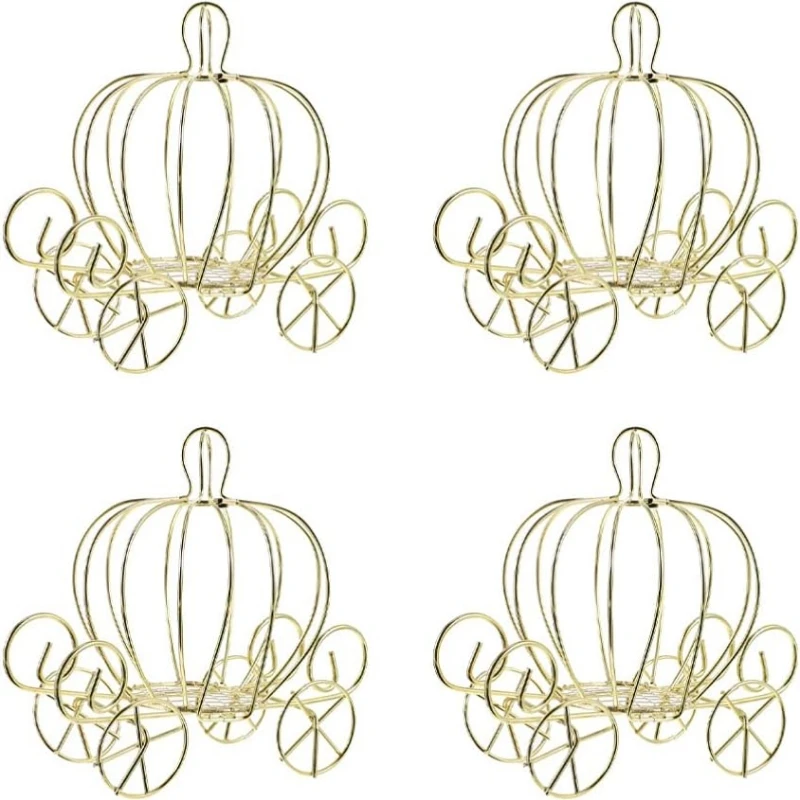 1/4 Pcs Cinderella Pumpkin Carriage Centerpiece Candy Holder Halloween Wedding Party Candy Cart Container Tabletop Decoration
