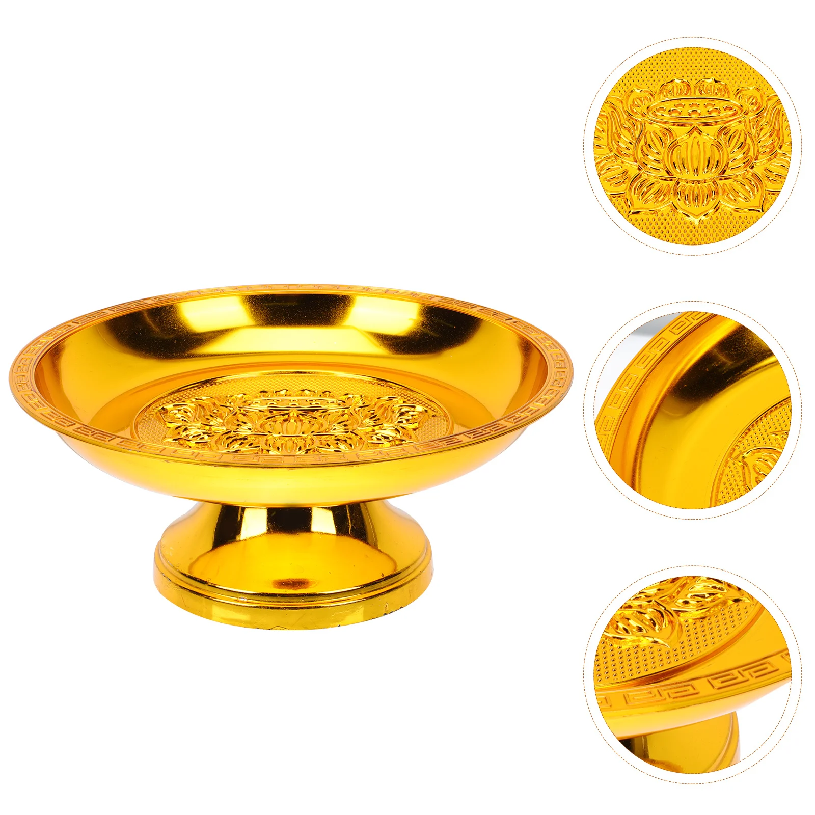 

Common Temple Offering Multi-purpose Food Dish Versatile Plate (Golden)