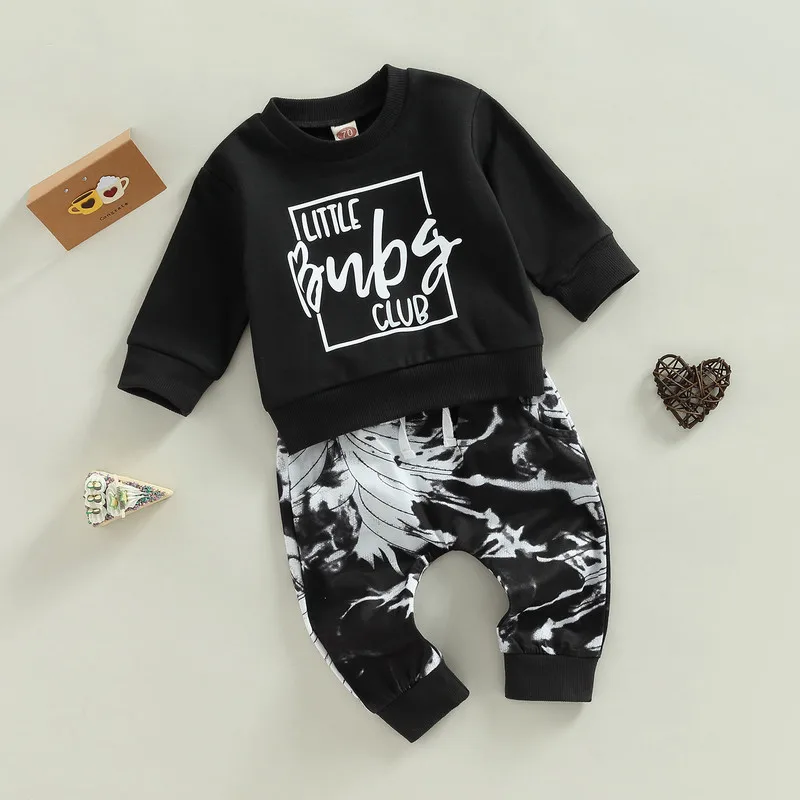 

Комплект из двух предметов для мальчиков, свитшот с круглым вырезом и длинными рукавами, с буквенным принтом, штаны с эластичным поясом, Оде...