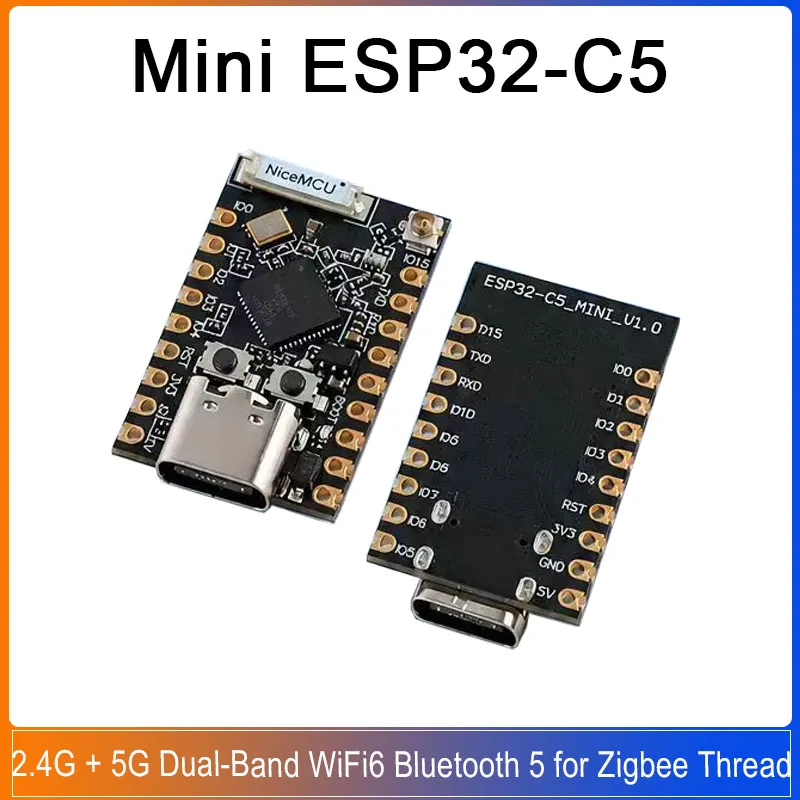 Фото Мини-плата разработки ESP32-C5: двухдиапазонный Wi-Fi 6 (2.4G + 5G) и Bluetooth 5 для Zigbee Thread №1