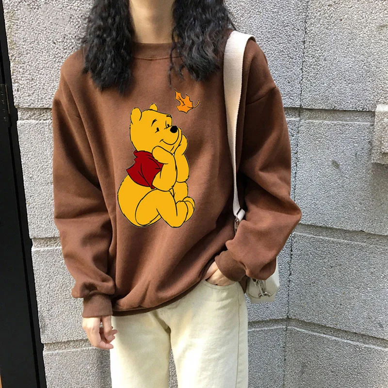 

Disney 90s Anime Bear The Pooh Sweatshirts Women College Style Loose Long Sleeve Hoodie Pullover Autumn Streetwear Tops Hoodies