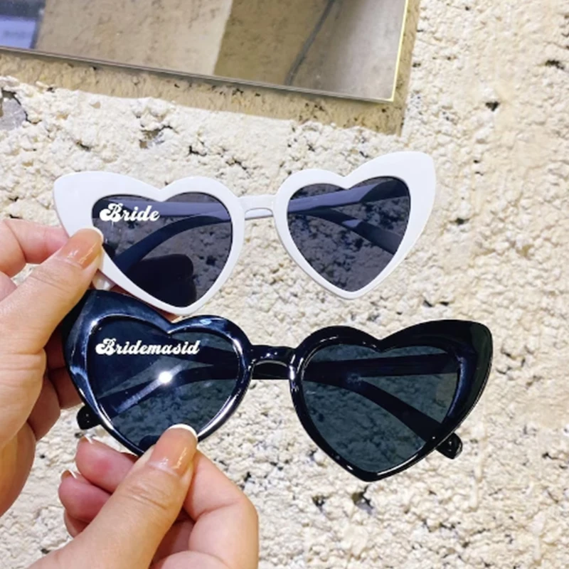 

Женские солнцезащитные очки Детская и невеста, дневные солнцезащитные очки в форме сердца для подружки невесты, свадебные солнцезащитные очки
