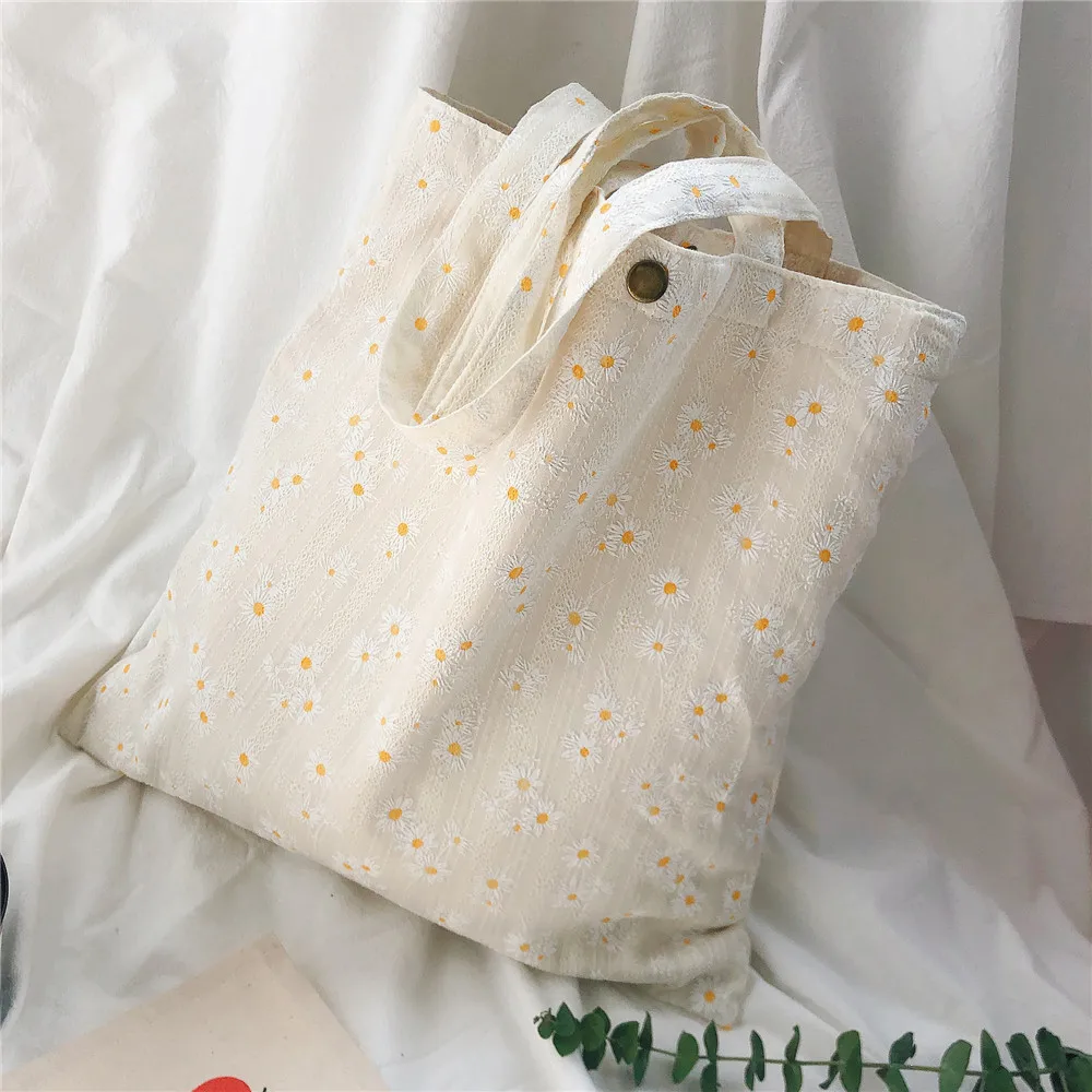 

Daisy Tote Bag Cotton Canvas Daisy Tote Bag Bulk Reusable School Work Grocery Shopping Canvas Tote Bag