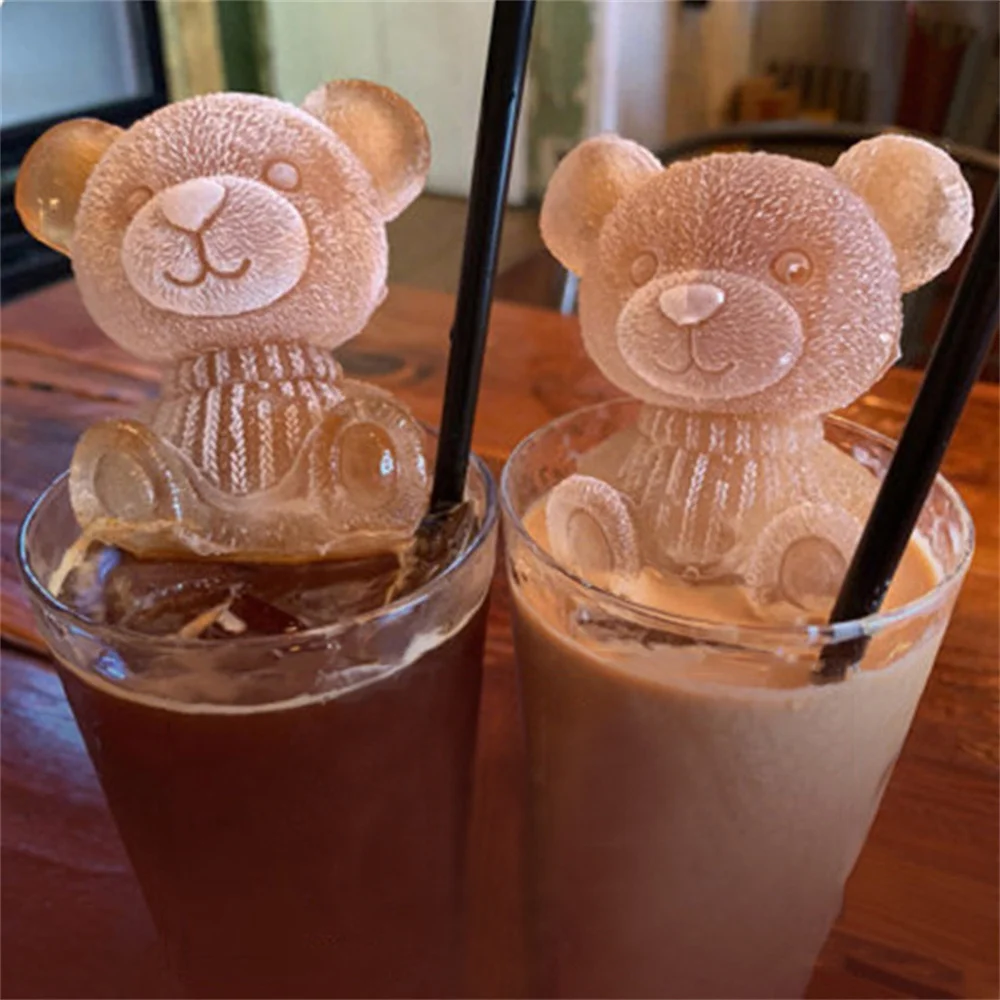 

Bear Shaped Ice Cube Making Mold Silicone Mold Coffee Milk Tea Whiskey Cocktail Ice Ball Ice Cream Mold Kitchen Dining Bar Tool