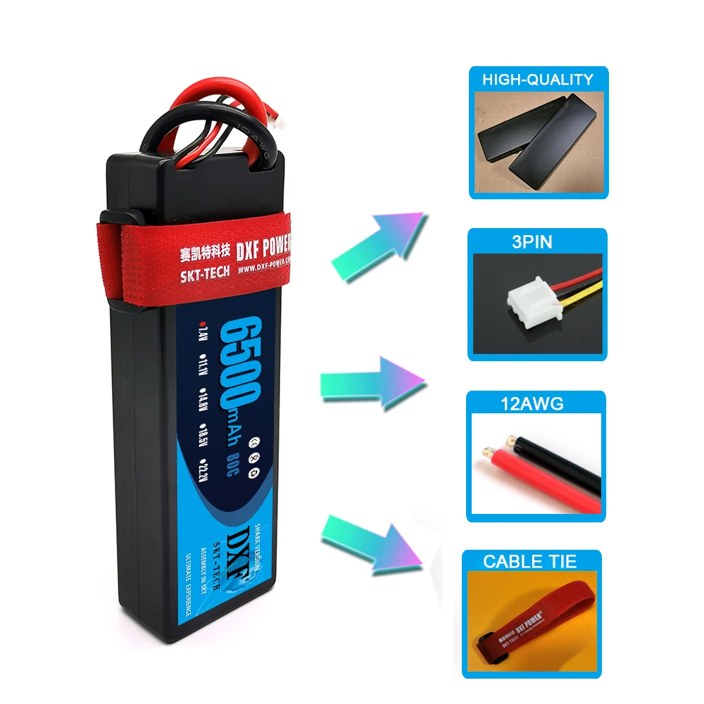 Аккумулятор DXF Lipo для радиоуправляемой машинки, 6200 мАч, 14,8 в, 80C, 4S, с разъемом DeansXT60 для радиоуправляемых машинок, лодок, грузовиков (art.: 3a393f64dc7) - 3a393f64dc7