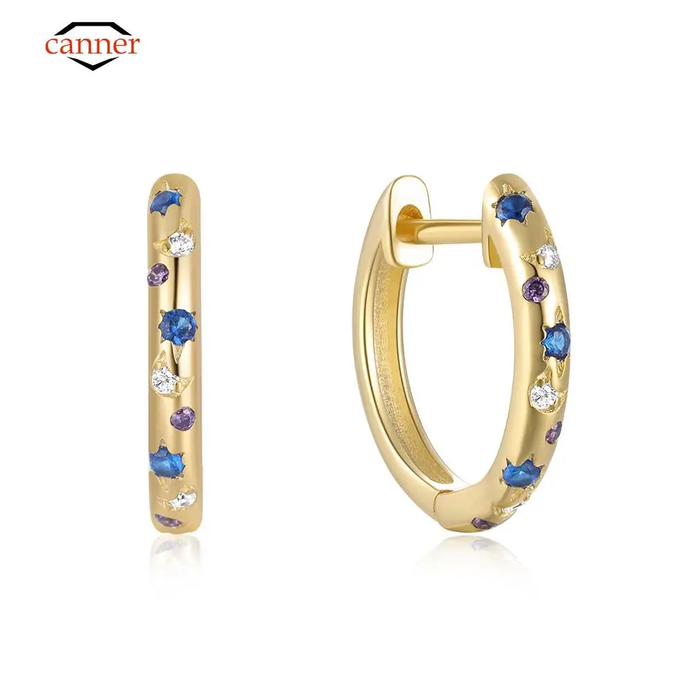

CANNER Zircon Embellishment 925 Sterling Silver Earring For Women Hoop Earring Luxury Fine Jewelry Fast Fashion 18K Mom Gift