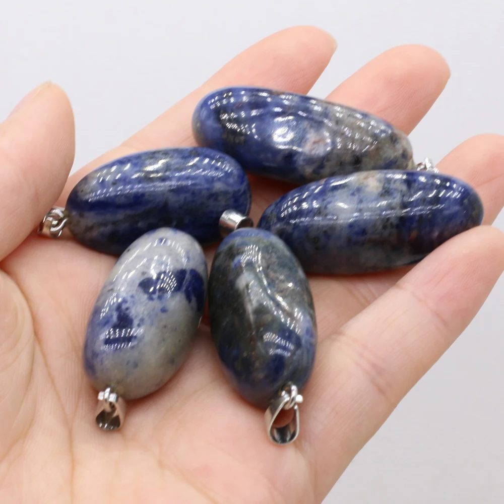 Купи Natural Crystal Stone Pendant Reiki Agate White Dot Blue Gemstone Charms Necklaces Jewelry For Female Women DIY Charms за 95 рублей в магазине AliExpress