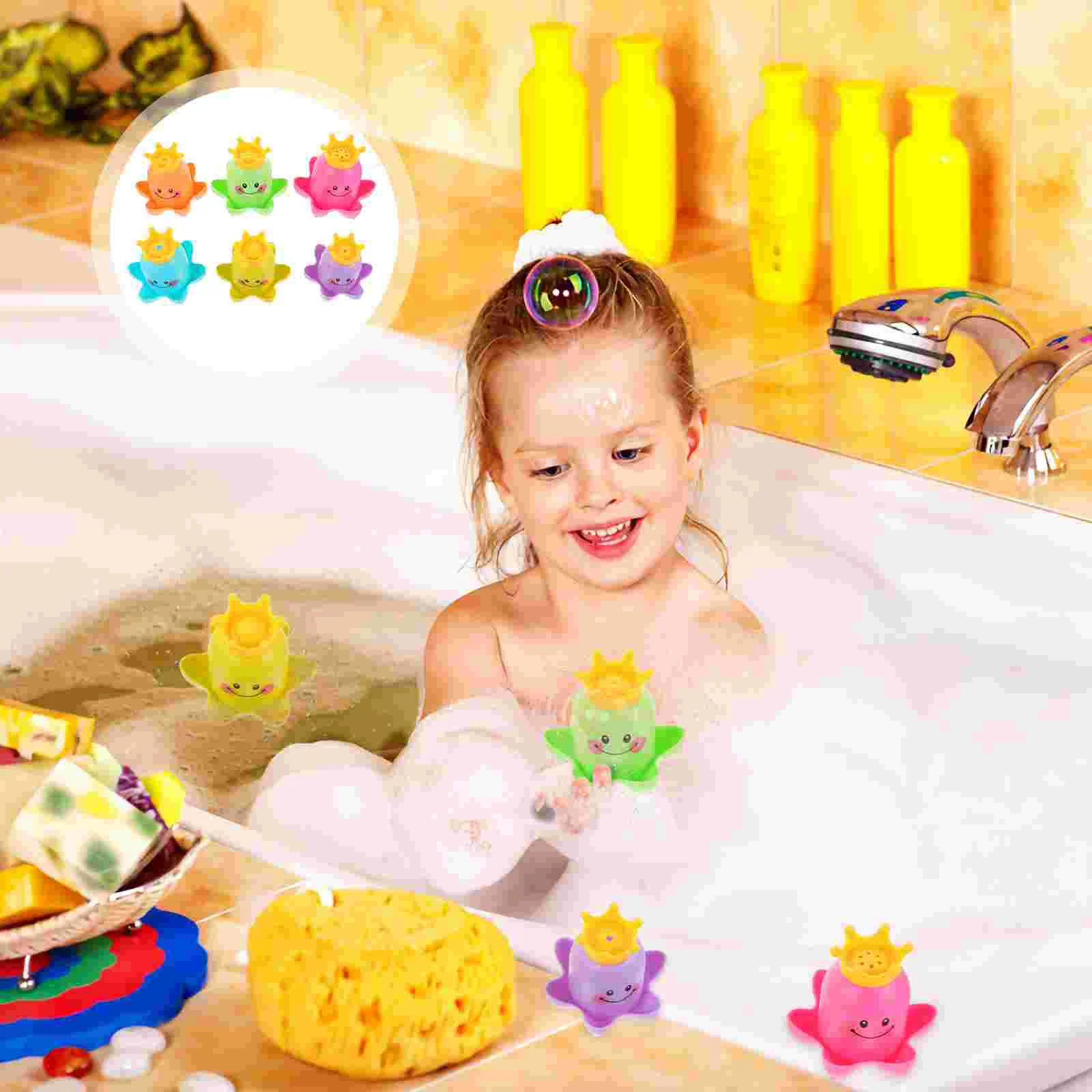 

4 Sets Stacking Cups Baby Bath Toys Lovely Cartoon Shower Bathtub Toys
