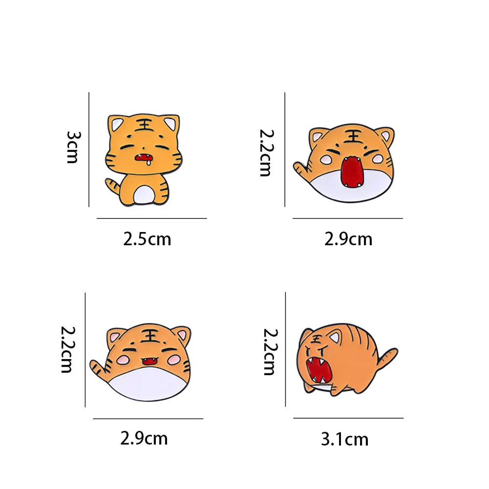 Милые эмалированные броши в форме китайского новогоднего мультяшного тигра