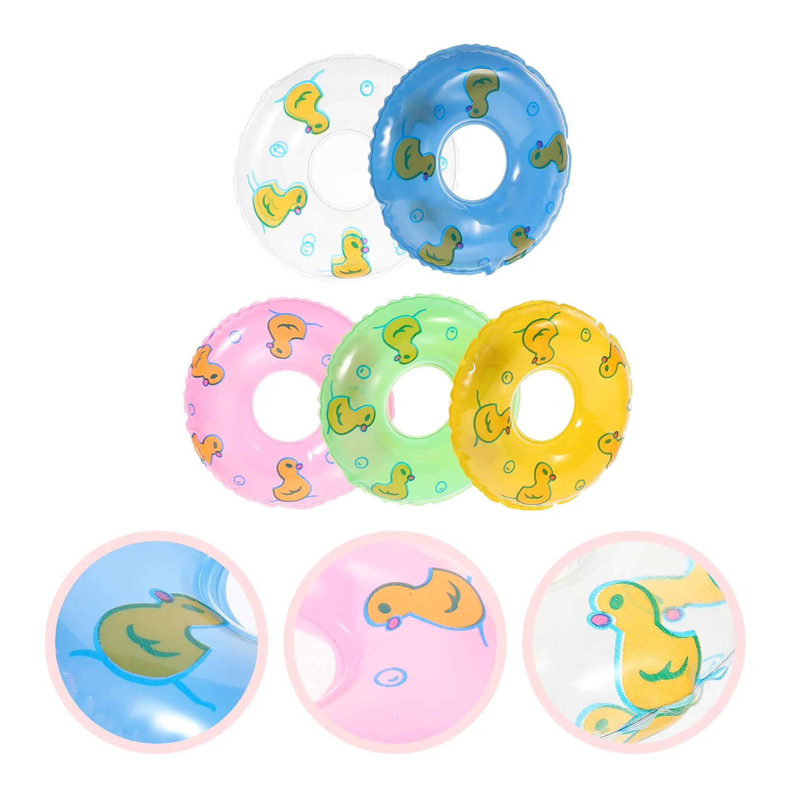 

5 Pcs Ornaments Duckling Swimming Ring Desktop Decor Pvc Miniature House Decors