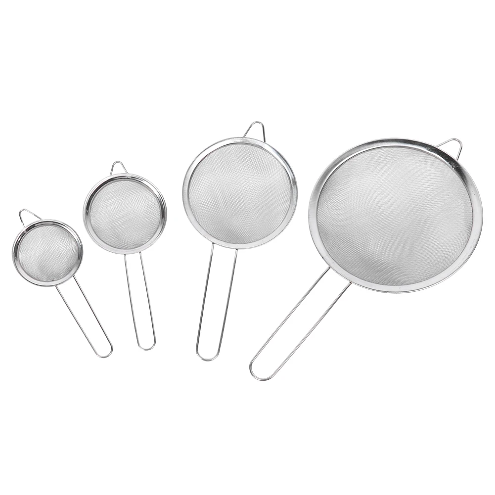 

4pcs Kitchen Stainless Steel Manual Flour Sifter Sieve Strainer Kitchen Cooking Baking Tool