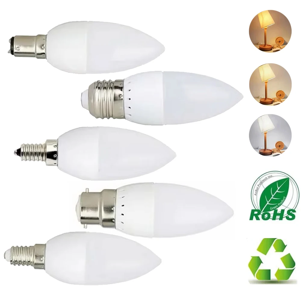 5X Led Светильная лампочка E27 E12 B22 B15 E14 Kronleuchter люстра пластмассовая лампа белый AC220v