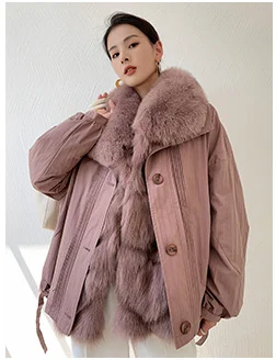 

Women Coats Women's Clothes Winter Pink Real Fox Fur Collar Coats and Jackets Long Female Fur Jacket Abrigo Women Zm406