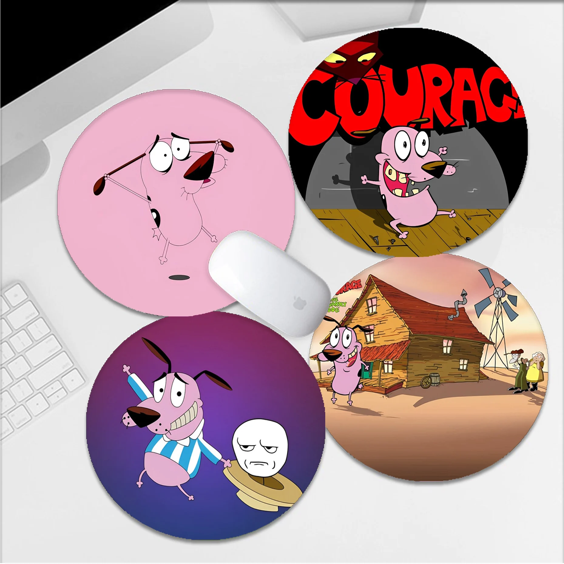 

C-courage The-Cowardly Dog Mousepad Round Custom Skin Office Computer Desk Mat Table Keyboard Big Mouse Pad Laptop Non-slip