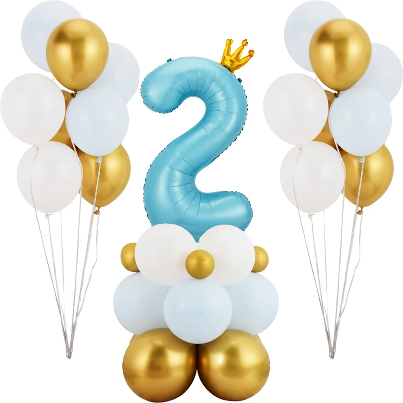 33 шт./компл. шары в виде короны голубые металлические украшения для 1-го дня