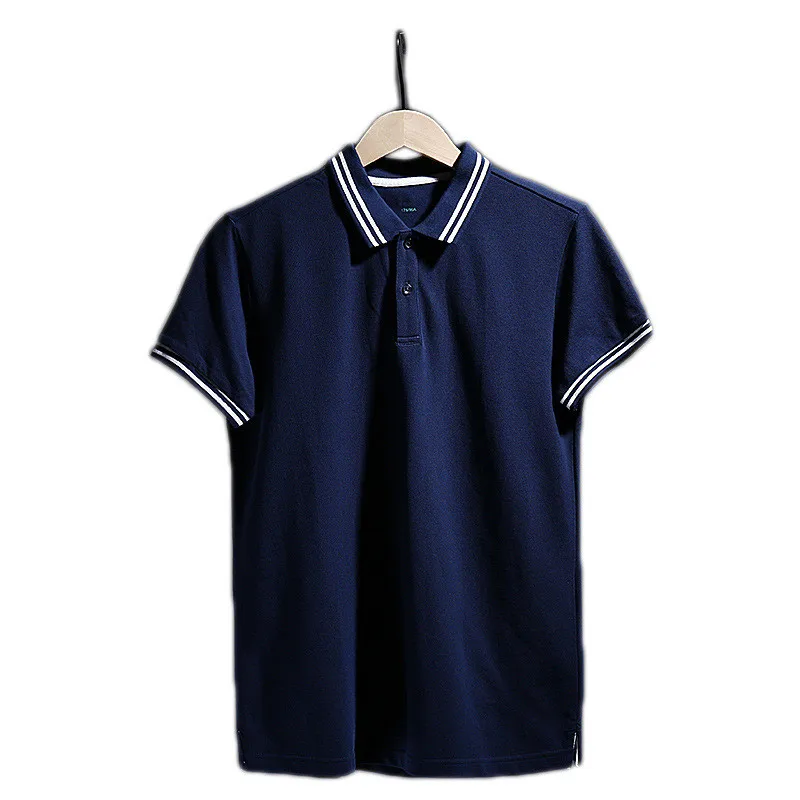 7784-T-Summer new cotton polo shirt men's lapel shirt trend short sleeve
