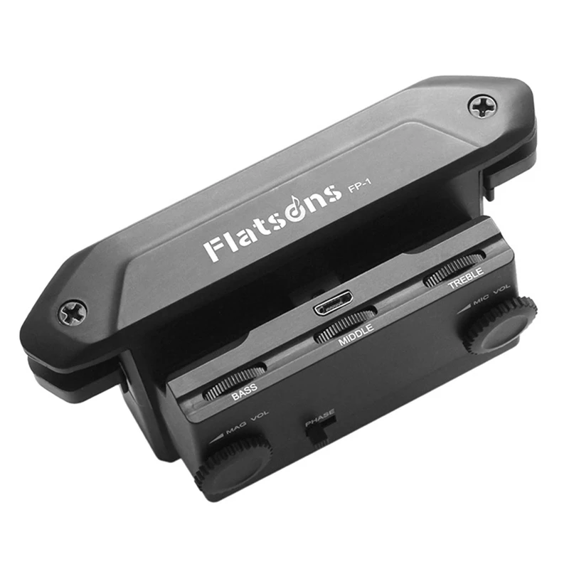 

Flatsons FP-1 Multi-functional Acoustic Guitar Pickup Double Pickups with Mic Bass Middle Treble Volume Reverb Chorus Controls
