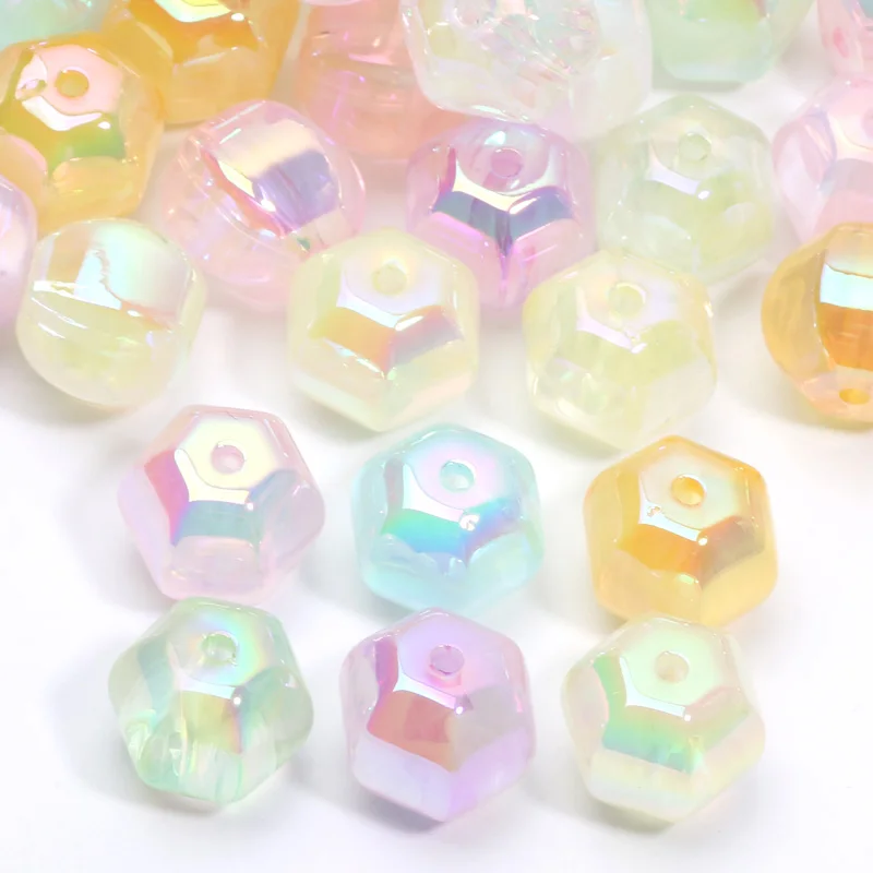 10 шт. шестигранные акриловые бусины 14 х16 мм для ювелирных изделий делая DIY подарки