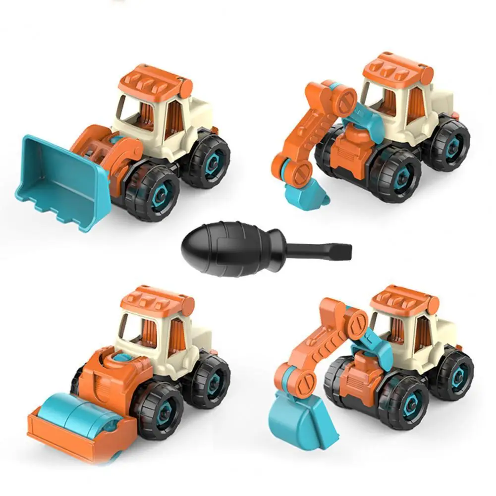 

4Pcs/Set Engineering Vehicle Toy with Screwdriver Realistic Educational Detachable Assembly Construction Truck Kit for Children
