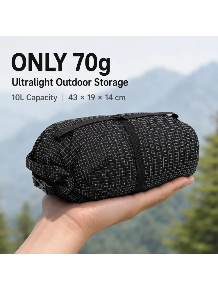 Фото Сумка для хранения 10 л из Dyneema X-Gripstop, сверхлегкая, 70 г, с компрессионным замком Roll-top и пряжкой DuraFlex, для кемпинга, походов и активного отдыха №3