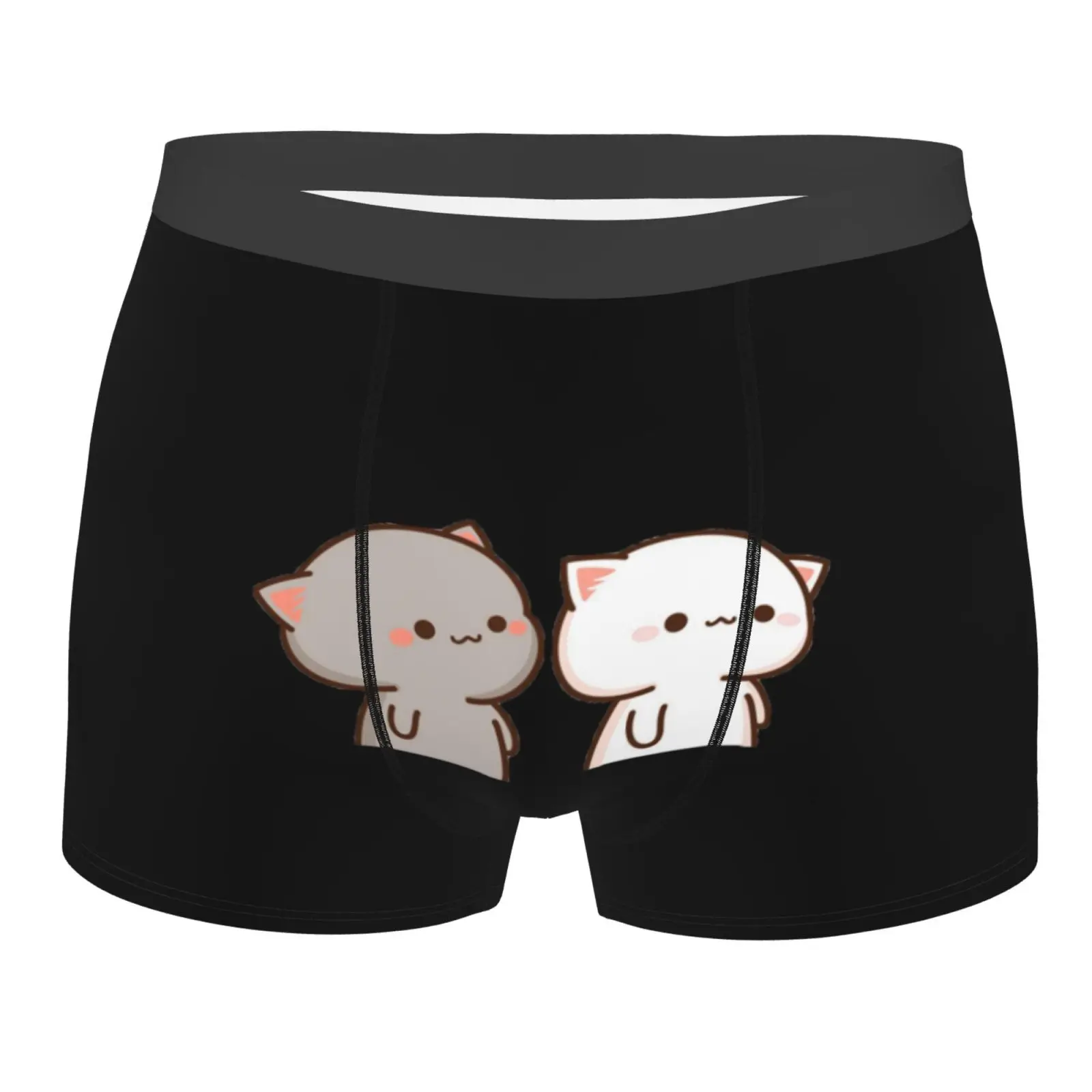 

Men Valentines Cats Mens Underwear Male Underpants Double Sides Printed Soft Breathable Machine Wash Boxershorts Men Polyester