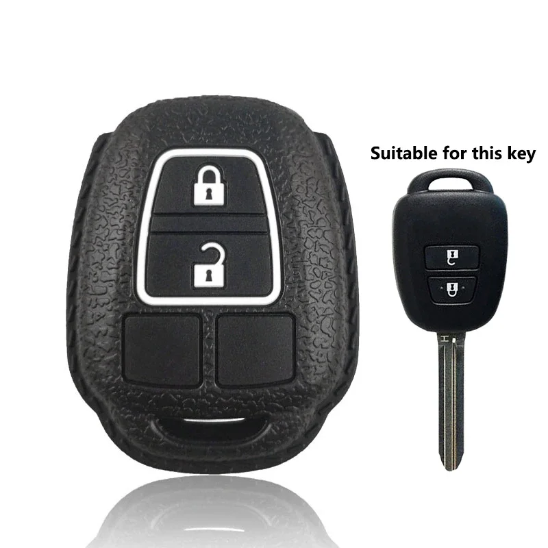 

Горячая Распродажа силиконовый чехол для ключа с дистанционным управлением для Toyota Aqua Ractis Vitz RAV4 HiAce Land Cruiser, кожаный чехол с двумя кнопками 2010-2019