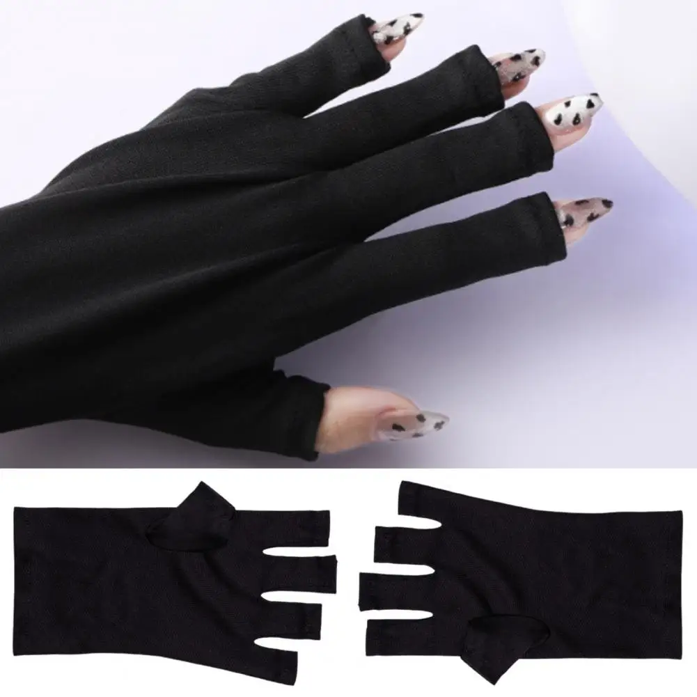 

Перчатки для ногтей без пальцев 1 пара, эластичные профессиональные перчатки для ухода за кожей ногтей из полиэстера, лампа для ногтей, перчатки против УФ-лучей, инструменты для маникюра