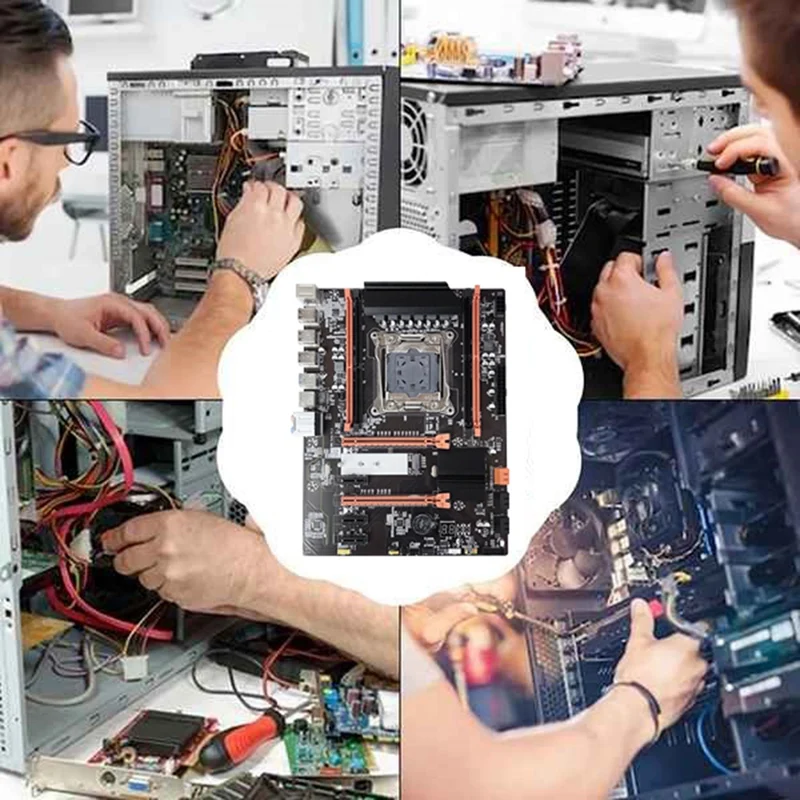 

X99 Motherboard+SATA Cable+Switch Cable+Baffle+Thermal Grease M.2 NVME NGFF Support DDR4 4X16G For V3 CPU