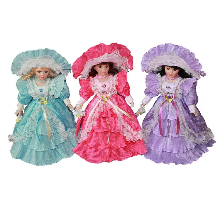 

40CM Classic Ceramic Dolls with Dress Cheap Best Gifts Beautiful Standing Girl Porcelain Vintage Dolls Toys for Girls Surprise