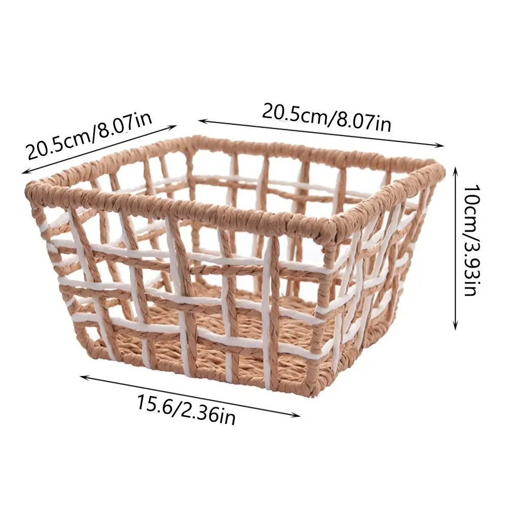 Коричнево-белая корзина для хранения железная художественная веревка плетение