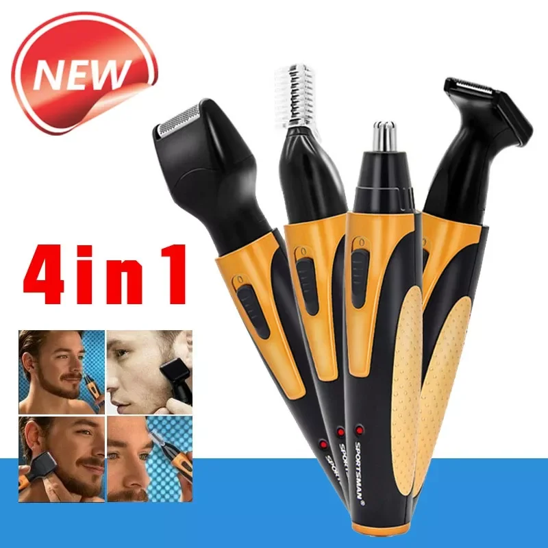 

NEW2023 4 in 1 Rechargeable Nose Ear Hair Trimmer Set Wireless Men Cutter Beard Shaver USB Hair Removal Eyebrow Trimmer Trymer D