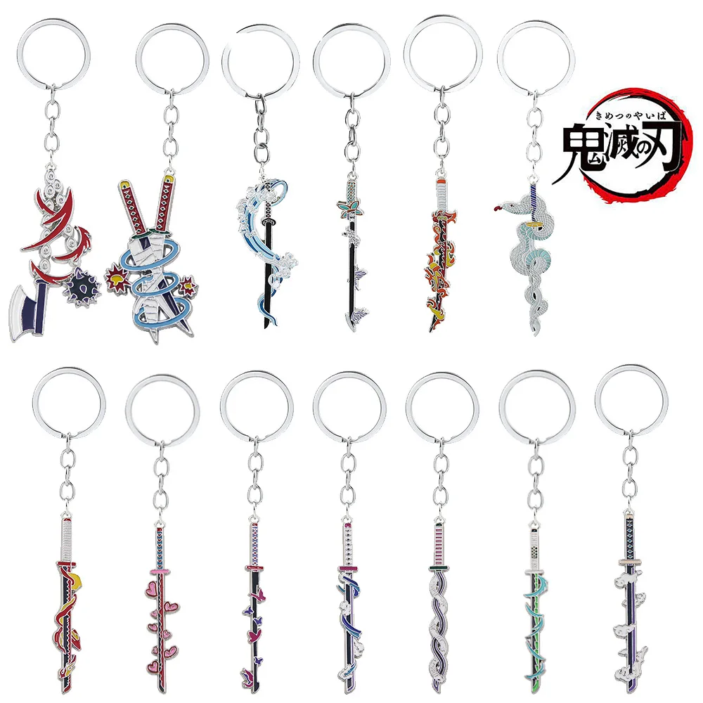 

20Pcs Anime Demon Slayer Sword Keychain Kimetsu No Yaiba Rengoku Kyoujurou Giyuu Shinobu Weapon Keyring Metal Pendant Jewelry