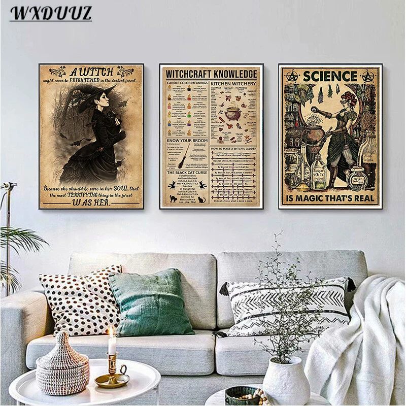 Witchery винтажные Волшебные постеры Witche на Хэллоуин Эстетическая Картина холсте в