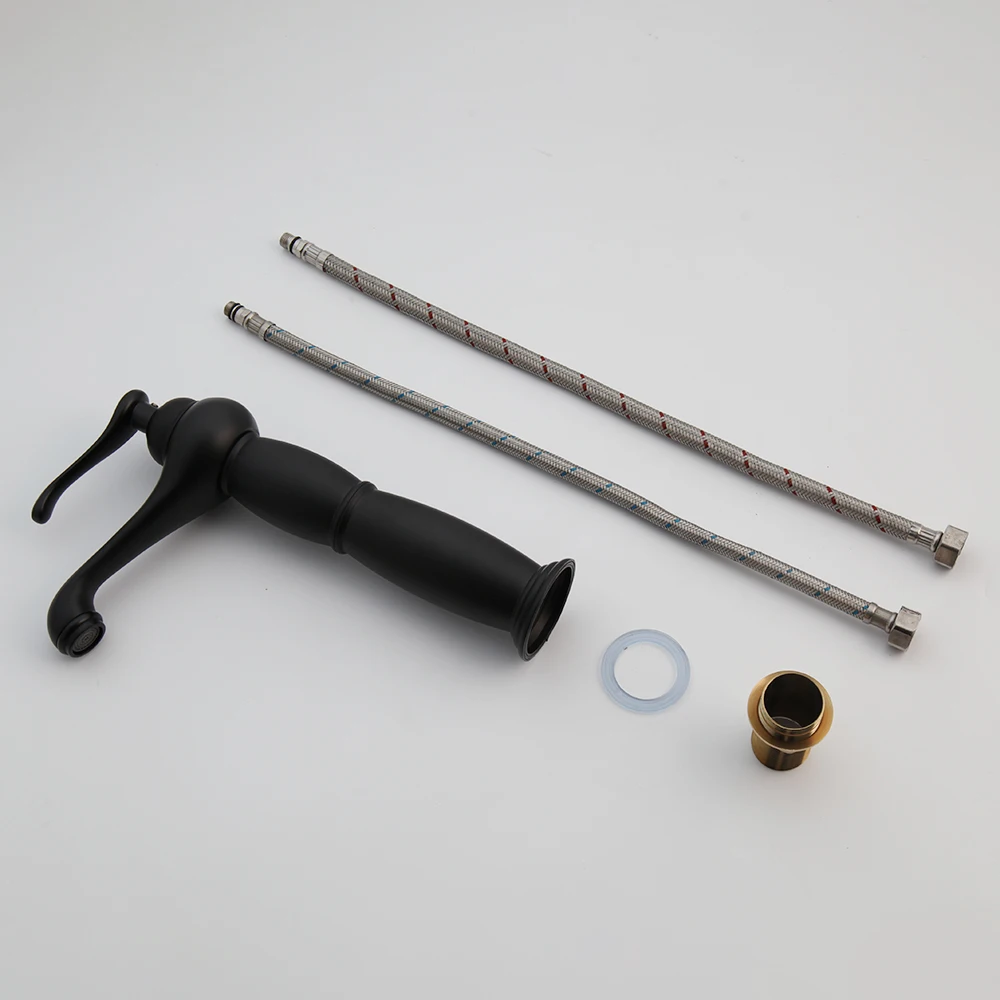 Матовый черный смеситель для раковины в ванной комнате монтируемый на палубе