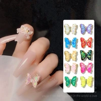 20pcs aurora symphony butterfly nail art decorations shiny luxury crystal nail rhinestones charms diy nail jewelry design parts