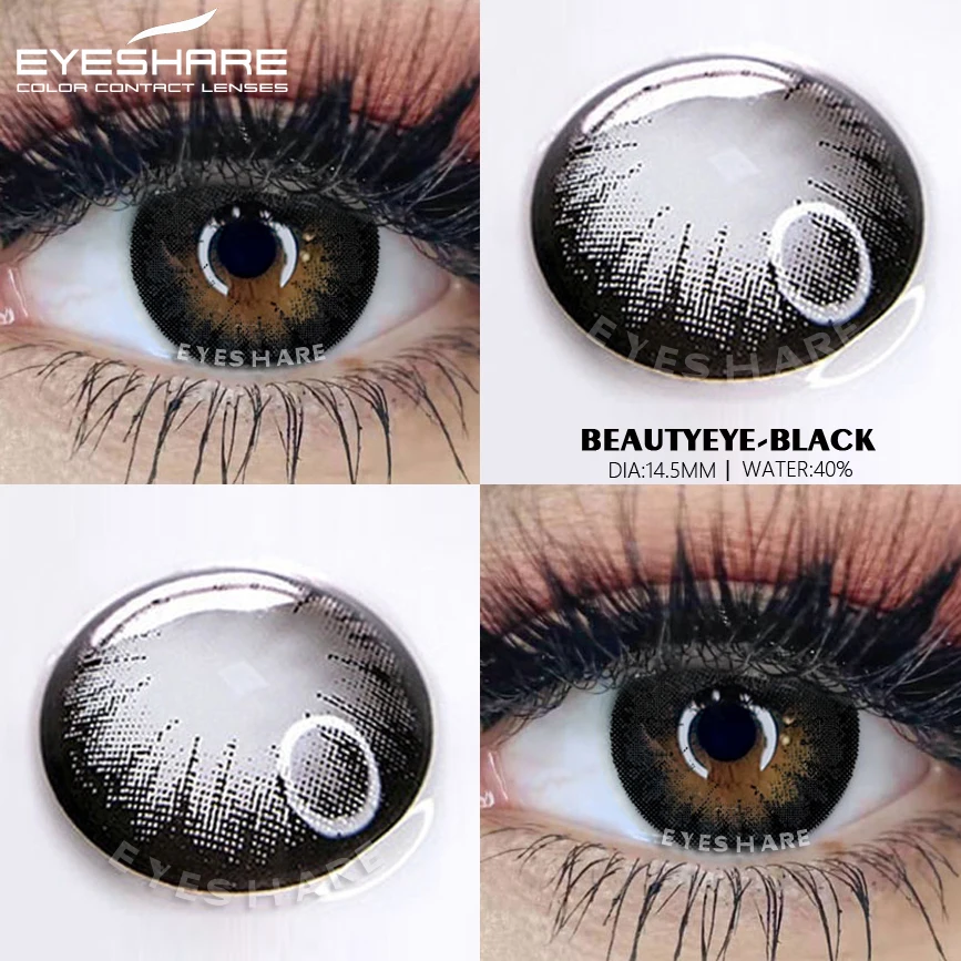 

EYESHARE Color Contact Lens 1 Pair BEAUTY EYE Colored Contact Lens Yearly Cosmetic Contacts Lenses Eye Color Black/Chocolate