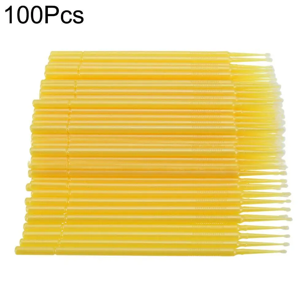 

100PCS Paint Micro Brush Tips Yellow Plastic Applicator 1.0mm Mini Spray Car Applicator Stick Micro Refinish Brush Wholesale