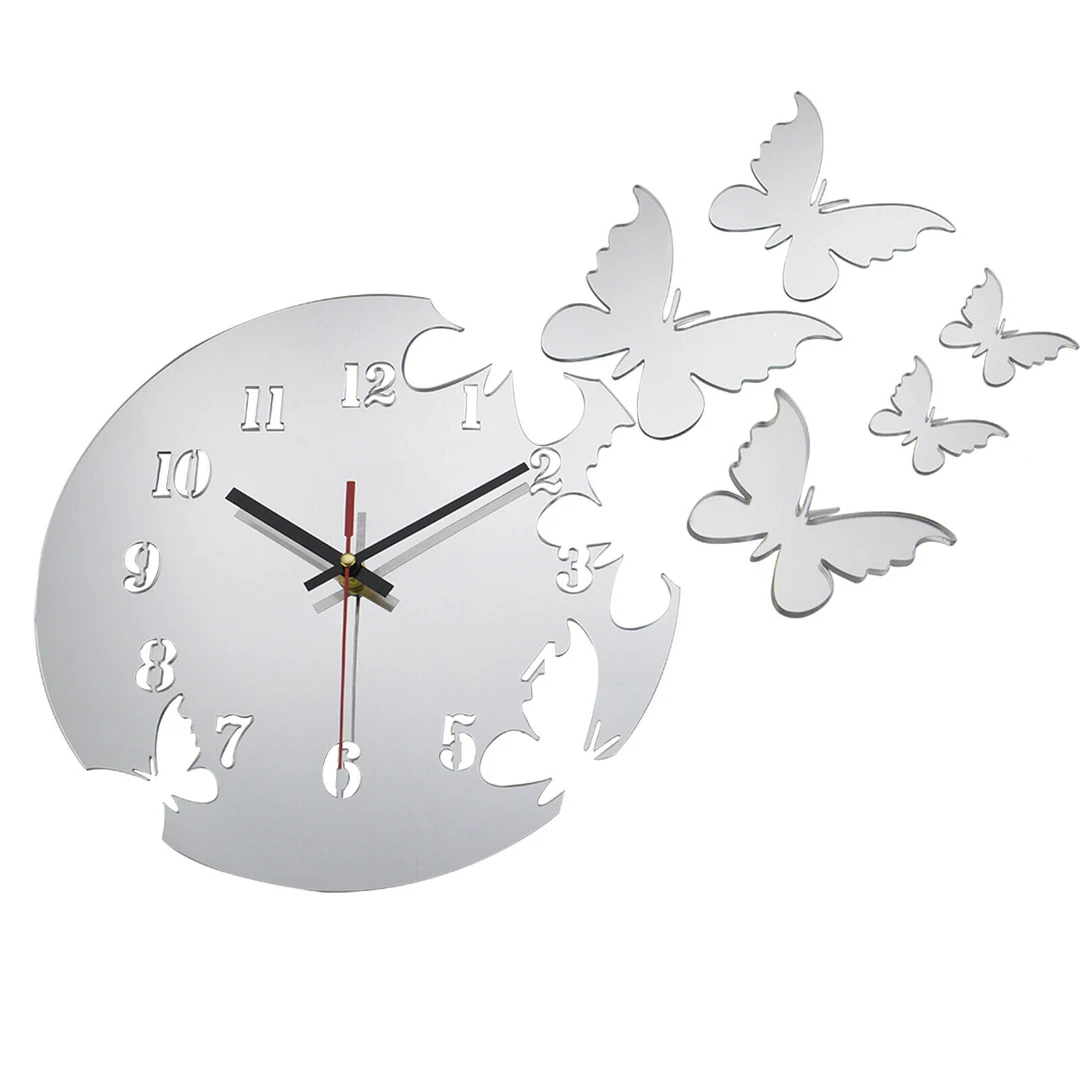 

Butterfly three-dimensional acrylic wall clock Mirror Wall Clock Sticker Livingroom Home Office Room Decor