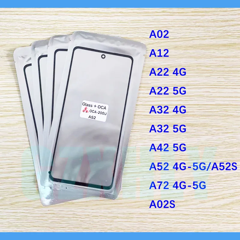 

10pcs TOP QC For Samsung Galaxy A02s A22 A12 A32 A42 A52 A52s A72 4G 5G LCD Front Touch Screen Lens Glass With OCA Glue