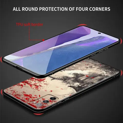 Чехол для телефона в японском стиле Ukiyo-e для Samsung Galaxy S25 S24 Ultra S23 Plus S20 S21 FE S22 S24FE 5G, черный мягкий чехол