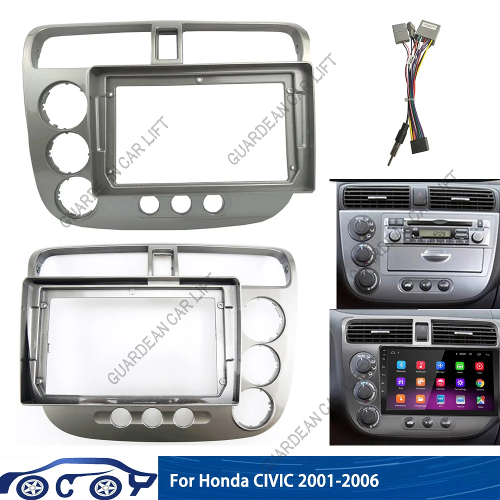 

For Honda CIVIC 2001-2006 9 Inch Manual Car Radio Android MP5 Player Panel Frame 2 Din Head Unit Fascia Stereo Dash Cover Trim