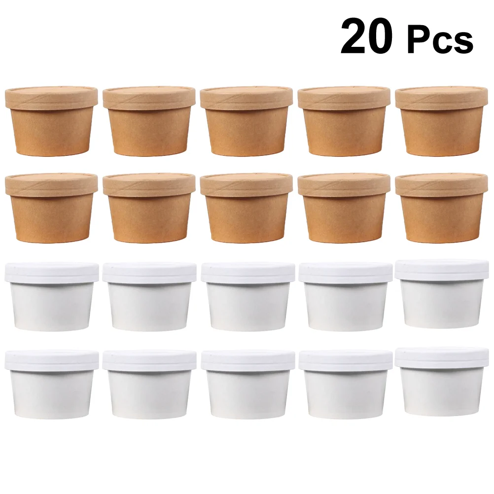 

20 Pcs Ice Cream Jars Moveable Lightweight Freezable Containers Storage Box for Home Kitchen Bar