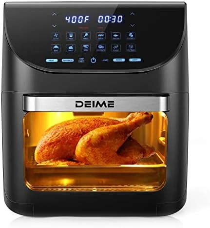 

Fryer 12 QT 1700W Large Capacity Oilless Hot Air Fryers Oven Healthy Cooker with 10 Presets, Visible Cooking Window, LCD Touch S