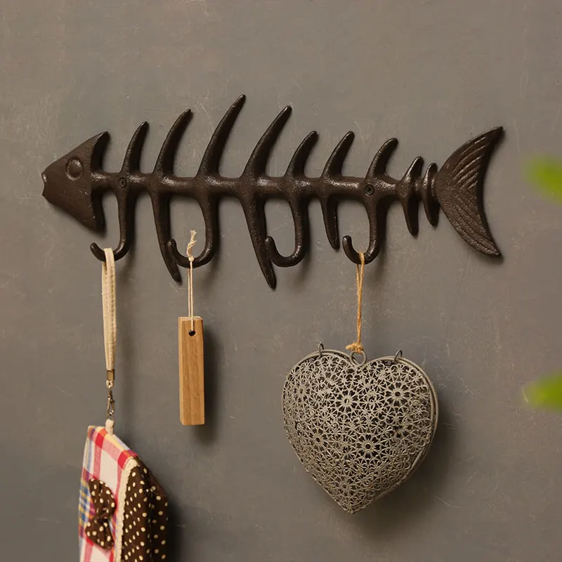 

Creative retro coat hook home entry door porch wall hanging cute wall coat hook hook fish bone key rack
