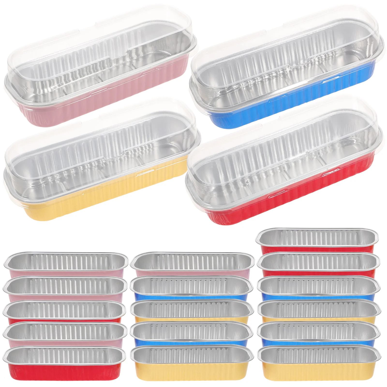 

20 Pcs Cake Box Small Pans Bread Disposable Food Containers Aluminum Foil Loaf Lids Cheesecake