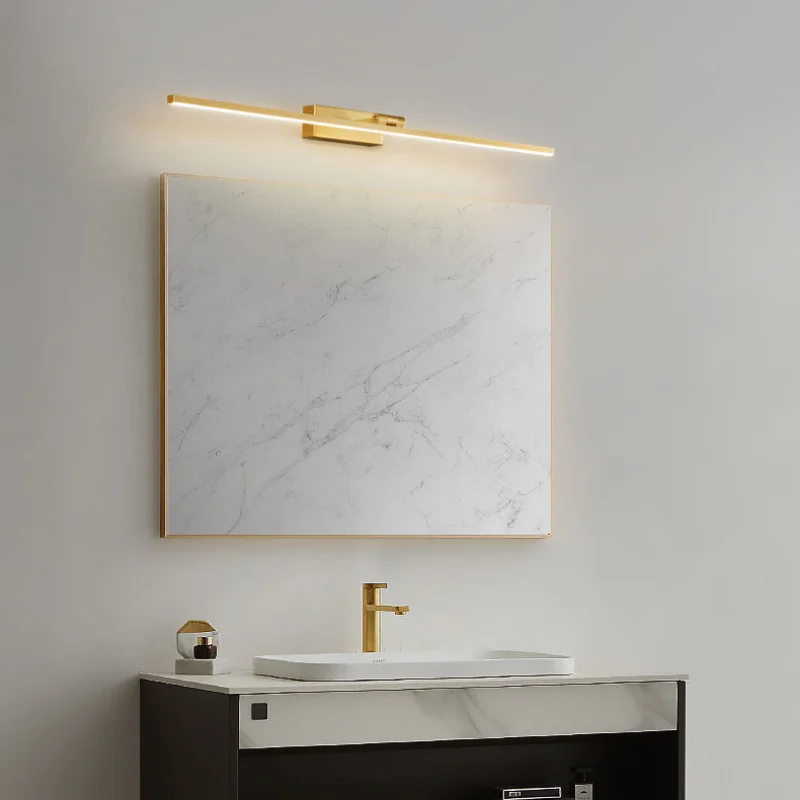 Modern High-grade All-copper Bathroom 180 Degree Mirror Front Lights Vanity Light LED Bathroom Wall Light Fill Lamps Home Decor