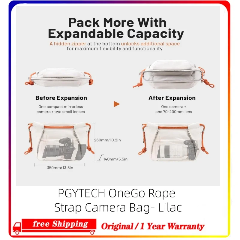 Фото Оригинальная сумка PGYTECH OneGo с ремешком из веревки, легкая микро-сумка через плечо для фотосъемки, многофункциональная внутренняя сумка. №1